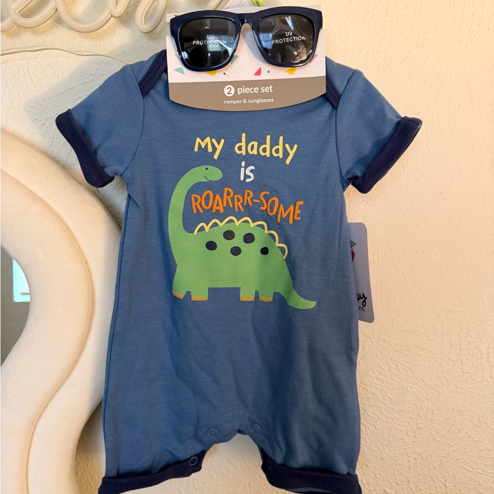 Baby Starters Blue Dinosaur Bodysuit with Sunglasses